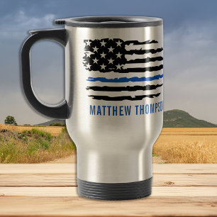 Thin Blue Line - American Flag USA - Police Reisebecher