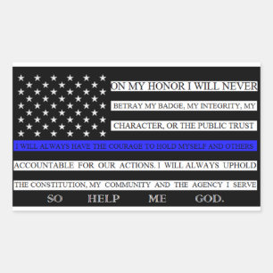 Thin Blue Line American Flag-Versprechen Rechteckiger Aufkleber