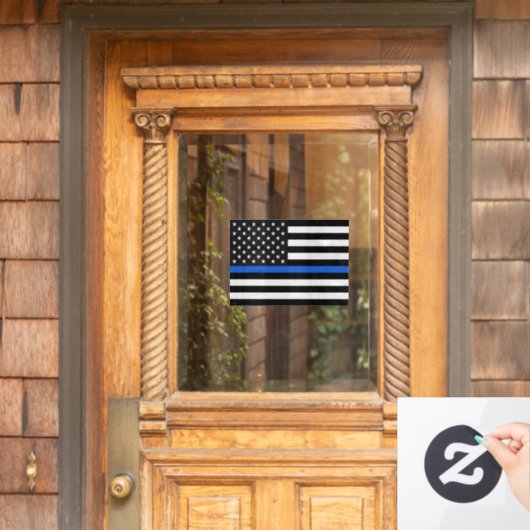 Thin Blue Line American Flag Window Clying Fensteraufkleber (Haustür)