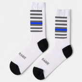 Thin Blue Line Amerikanische Flagge der Strafverfo Socken (Linkes Detail)