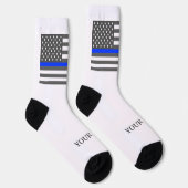 Thin Blue Line Amerikanische Flagge der Strafverfo Socken (Rechts)