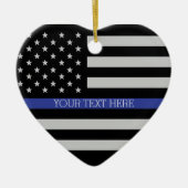 Thin Blue Line - Amerikanische Flagge Keramikornament (Vorne)