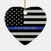 Thin Blue Line - Amerikanische Flagge Keramikornament (Hinten)