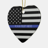 Thin Blue Line - Amerikanische Flagge Keramikornament (Links)