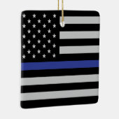 Thin Blue Line - Amerikanische Flagge Keramikornament (Rechts)
