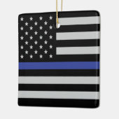 Thin Blue Line - Amerikanische Flagge Keramikornament (Links)