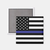 Thin Blue Line - Amerikanische Flagge Magnet (Vorderseite/Rückseite)