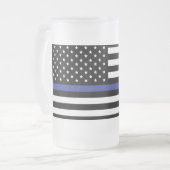 Thin Blue Line - Amerikanische Flagge Mattglas Bierglas (Vorderseite Links)
