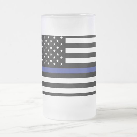 Thin Blue Line - Amerikanische Flagge Mattglas Bierglas (Mittel)