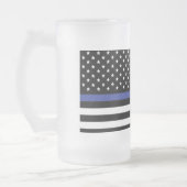 Thin Blue Line - Amerikanische Flagge Mattglas Bierglas (Links)
