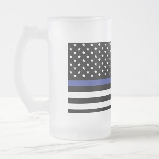 Thin Blue Line - Amerikanische Flagge Mattglas Bierglas (Links)