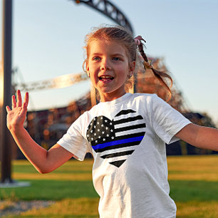 Thin Blue Line - Amerikanische Flagge T-Shirt