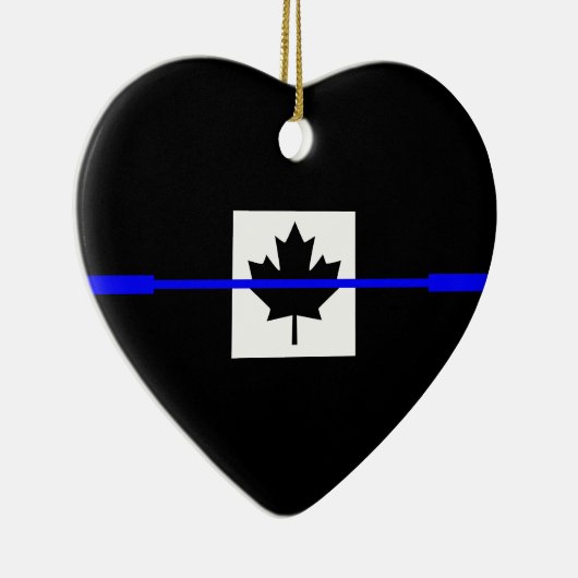 Thin Blue Line auf kanadischem Flaggendesign Keramik Ornament (Rechts)