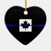 Thin Blue Line auf kanadischem Flaggendesign Keramik Ornament (Vorne)