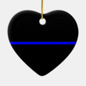 Thin Blue Line auf kanadischem Flaggendesign Keramik Ornament (Hinten)