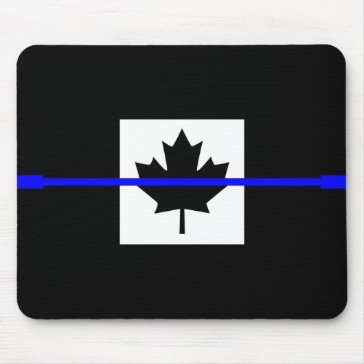 Thin Blue Line auf kanadischem Flaggendesign Mousepad (Vorne)