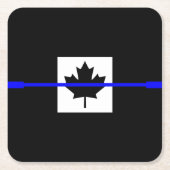 Thin Blue Line auf kanadischer Flagge Dekoration Rechteckiger Pappuntersetzer (Vorderseite)