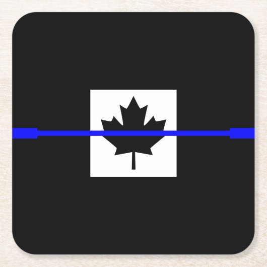 Thin Blue Line auf kanadischer Flagge Dekoration Rechteckiger Pappuntersetzer (Vorderseite)