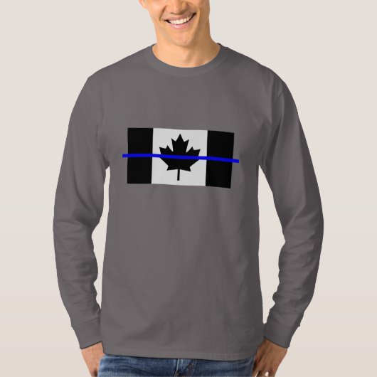 Thin Blue Line auf kanadischer Flagge Dekoration T-Shirt (Vorderseite)