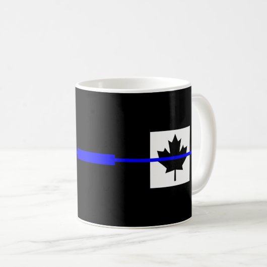 Thin Blue Line auf kanadischer Flagge Kaffeetasse (VorderseiteRechts)