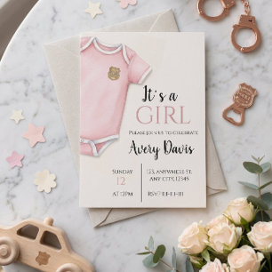 Thin Blue Line Baby Shower Einladung, Rosa Einladung