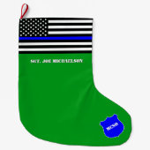 [Thin Blue Line] Back the Blue Police Flag Green Großer Weihnachtsstrumpf (Vorderseite)
