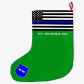 [Thin Blue Line] Back the Blue Police Flag Green Großer Weihnachtsstrumpf (Rückseite)