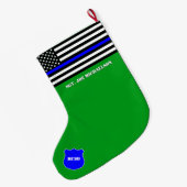 [Thin Blue Line] Back the Blue Police Flag Green Großer Weihnachtsstrumpf (Rückseite (Hängend))