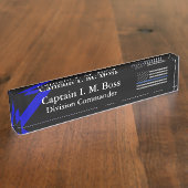 Thin Blue Line - beängstigende, irdische Flagge Namensplakette (Seite)