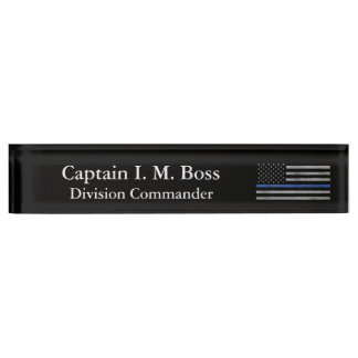 Thin Blue Line - beängstigende, irdische Flagge Namensplakette