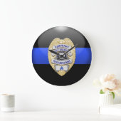 Thin Blue Line - Benutzerdefiniert 1 Große Wanduhr (Zuhause)