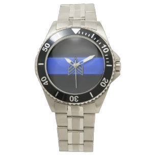 Thin Blue Line - Blue/Gold sergeant Streifen Armbanduhr