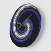 Thin Blue Line Braided Wave Große Wanduhr (Winkel)