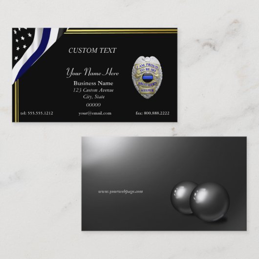 Thin Blue Line Brothers Bewahren Abzeichen Busines Visitenkarte (Vorne/Hinten)