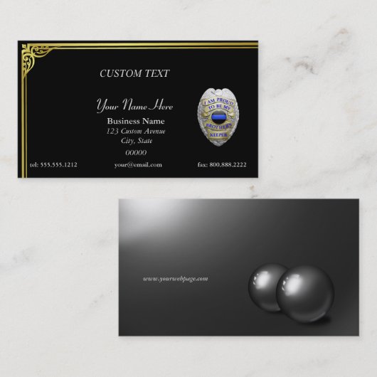 Thin Blue Line Brothers Bewahren Abzeichen Busines Visitenkarte (Vorne/Hinten)