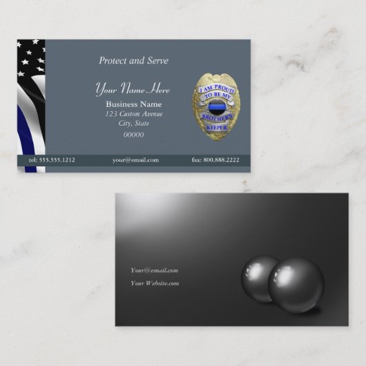 Thin Blue Line Brothers Keeper-Abzeichen Visitenkarte (Vorne/Hinten)