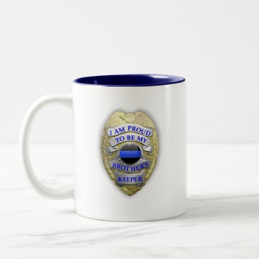 Thin Blue Line Brüder Abzeichen halten Zweifarbige Tasse (Links)