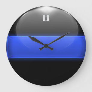 Thin Blue Line Captain Insigna Rank Große Wanduhr