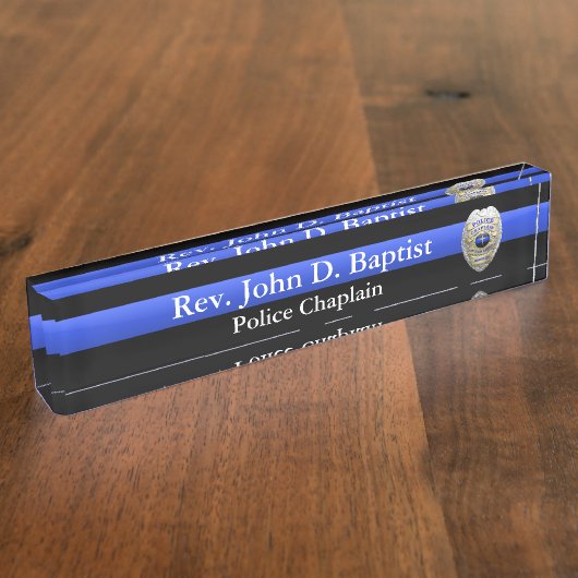 Thin Blue Line - Chaplain Abzeichen Namensplakette (Seite)