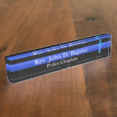 Thin Blue Line - Chaplain Cross Namensplakette (Seite)