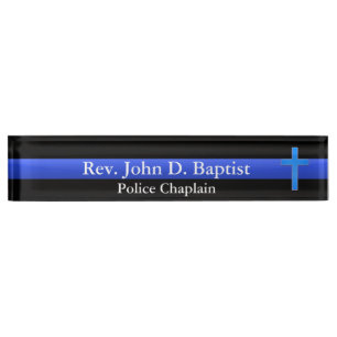 Thin Blue Line - Chaplain Cross Namensplakette