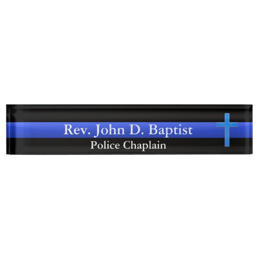 Thin Blue Line - Chaplain Cross Namensplakette (Vorderseite)