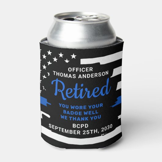 Thin Blue Line Cheers and Bers Police Retirement Dosenkühler (Kanne Vorderseite)