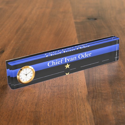 Thin Blue Line - Chief 1 Star Rank Namensplakette (Seite)