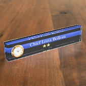 Thin Blue Line - Chief 2 Stars Rank Namensplakette (Seite)