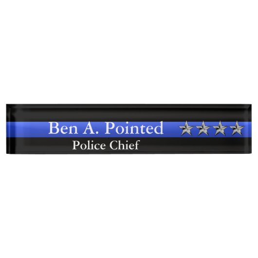 Thin Blue Line - Chief Four Stars Rank Namensplakette (Vorderseite)