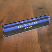 Thin Blue Line - Chief Four Stars Rank Namensplakette (Seite)