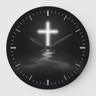 Thin Blue Line - Christliche Cross Large Clock Große Wanduhr