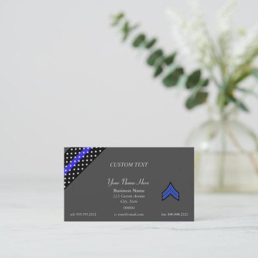 Thin Blue Line Corporate Business Card Visitenkarte (Stehend Vorderseite)