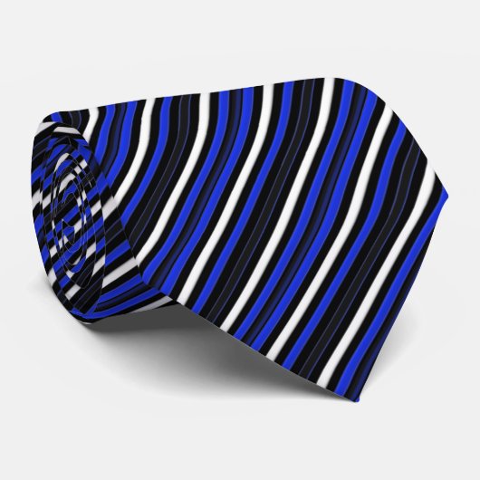 Thin Blue Line Court Stripes Neck Tie Krawatte (Gerollt)